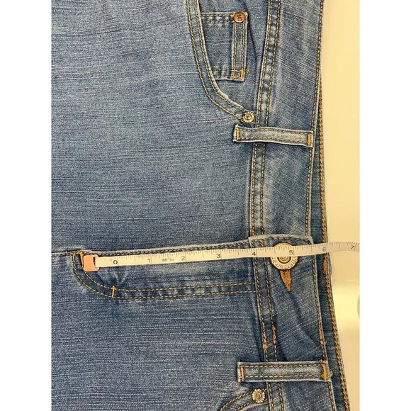 Wrangler Womens Size 12/M Blue Jean Skirt Pockets Back Slit - Picture 5 of 12